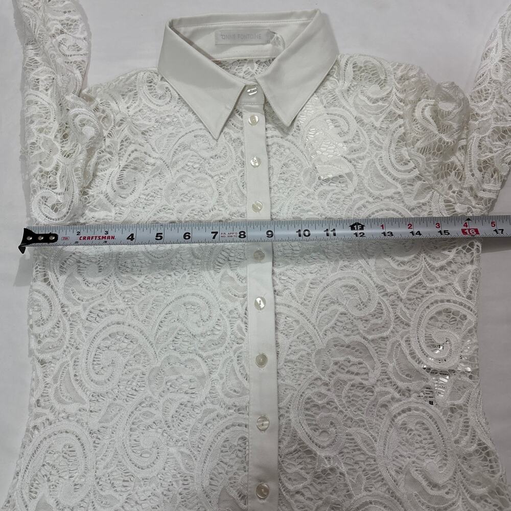 NWT Anne Fontaine Womens 42 US 10 Lys Shirt White Lace Blouse Career Designer - Picture 14 of 14